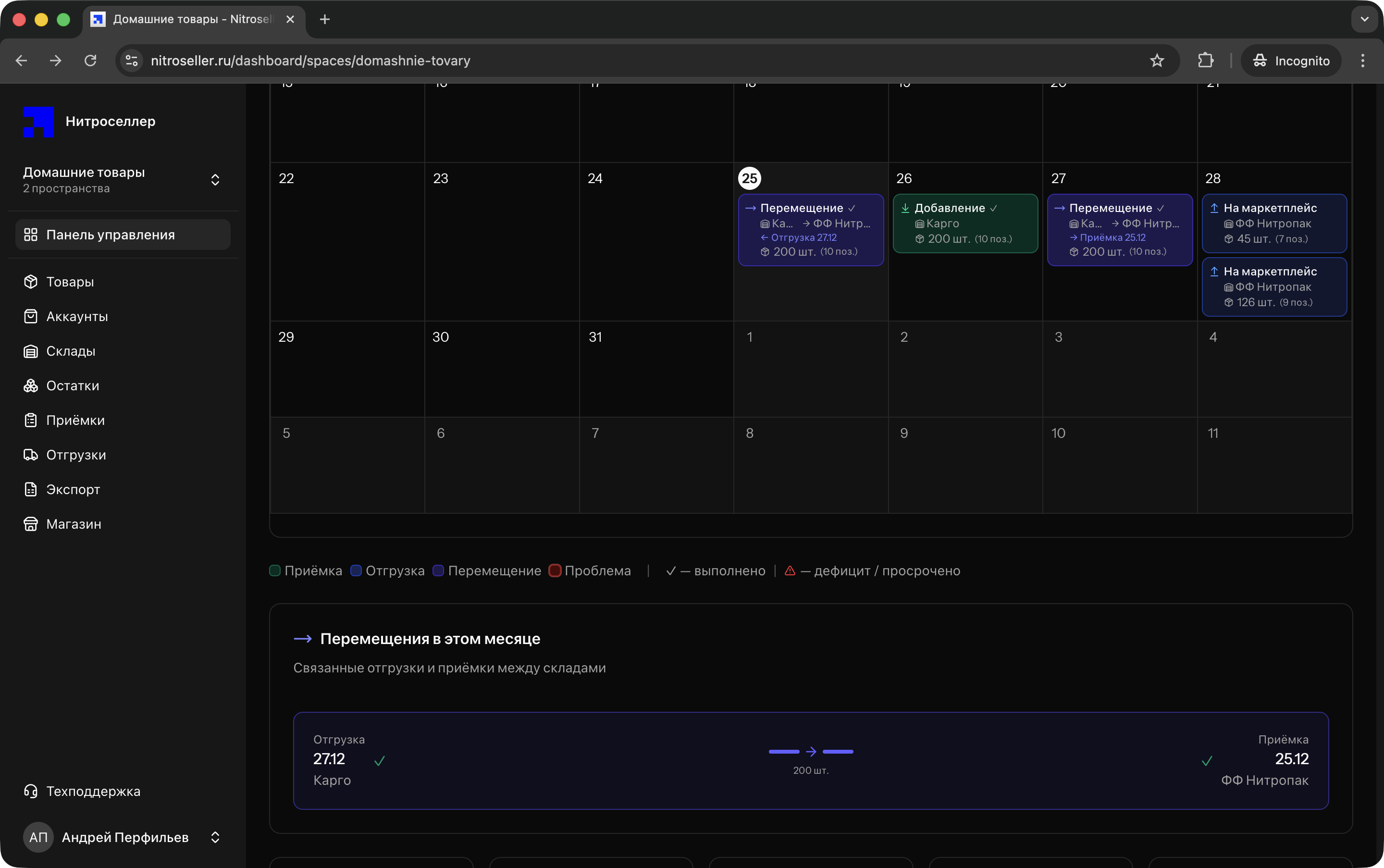 Календарь операций